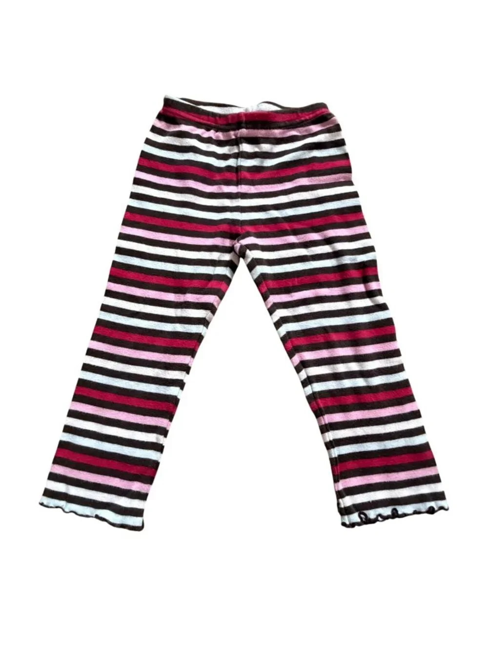 Gymboree Girls Striped Lettuce Hem Leggings-Multicolor- 3T-GUC